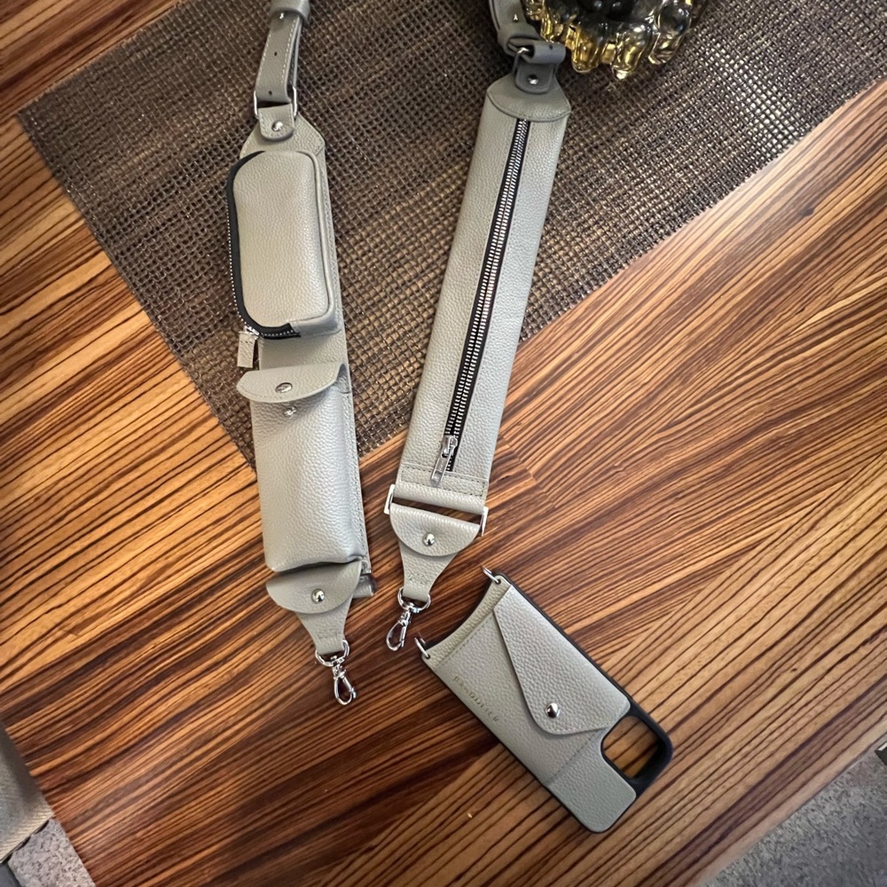 Bandolier Gray Leather Phone Case Set